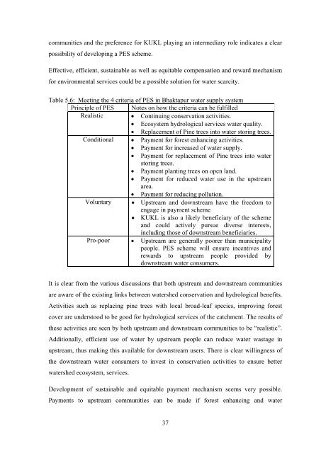 Scope of Payment for Ecosystem Services Mechanism for ... - icimod