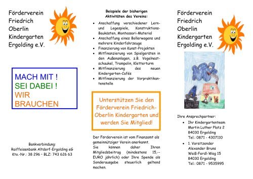 mach mit ! sei dabei ! wir brauchen dich - Kinderhaus Friedrich Oberlin