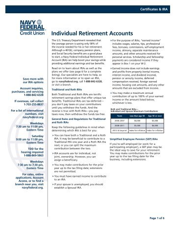 Individual Retirement Accounts - Navy Federal Credit Union