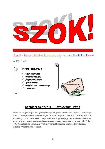 Szok nr.3 - Zespół Szkolno - Przedszkolny im. Jana Pawła II w Rząśni