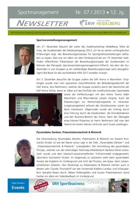 Newsletter 7/2013 - SRH Hochschule Heidelberg