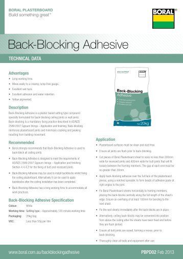 Back-Blocking Adhesive - Boral