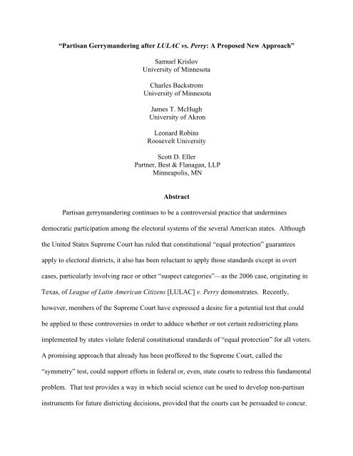 Partisan Gerrymandering after LULAC v. Perry - NEPSA