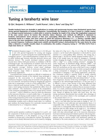 Tuning a terahertz wire laser - UCLA Engineering