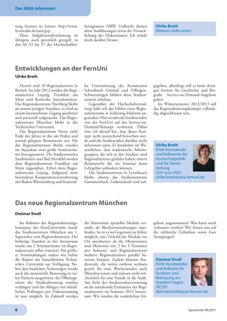 Die Zeitschrift der Studierendenschaft der FernUniversität in Hagen ...