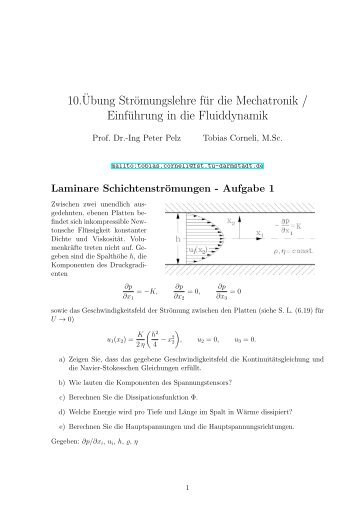 10.¨Ubung Strömungslehre für die Mechatronik / Einführung in die ...