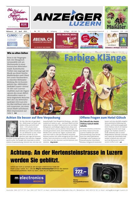 Anzeiger Luzern, Ausgabe 15, 17. April 2013