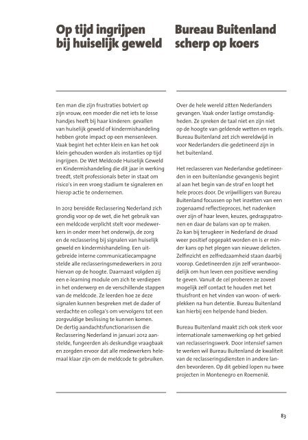 Mensenwerk Jaarverslag 2012 Reclassering Nederland