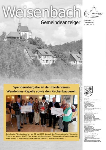 (Gemeindeanzeiger 23/2013 Seite 4). - weisenbach.de