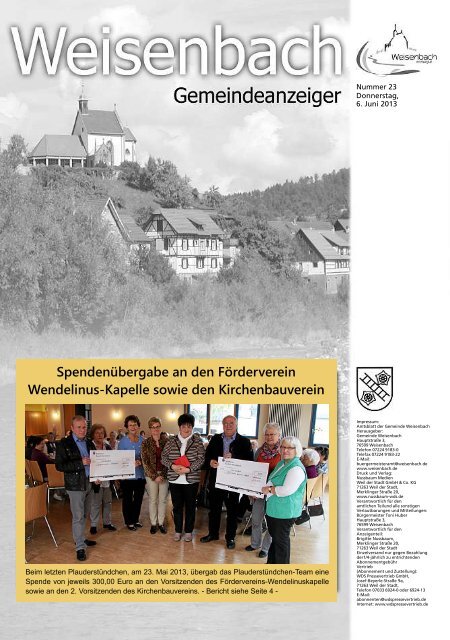 (Gemeindeanzeiger 23/2013 Seite 4). - weisenbach.de