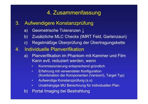 Probleme bei verschiedenen IMRT - Systemkonfigurationen