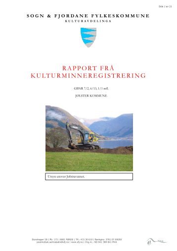 rapport frå kulturminneregistrering - Sogn og Fjordane fylkeskommune