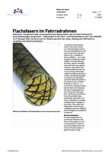 Flachsfasern im Fahrradrahmen - Fri Up