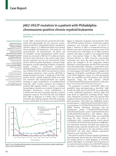 JAK2-V617F mutation in a patient with Philadelphia - Mannheimer ...