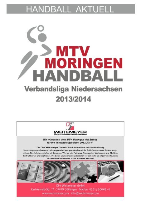 Hallenheft 16.11.13 (vs. HV Lüneburg) - MTV Moringen