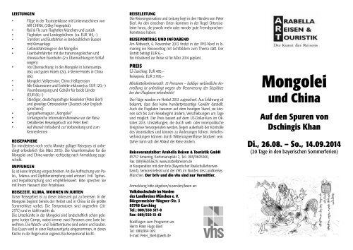 Mongolei - Volkshochschule im Norden des Landkreises München