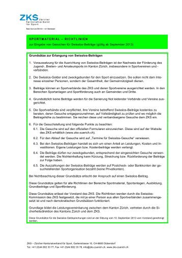Richtlinien Sportmaterial (PDF) - ZKS