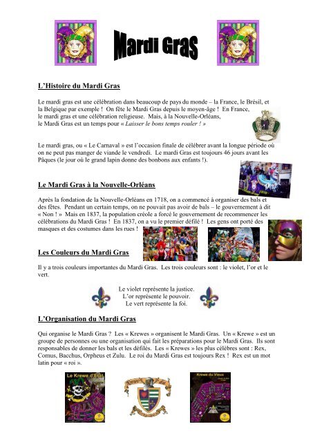 L Histoire Du Mardi Gras Le Mardi Gras A La Nouvelle Orleans Les