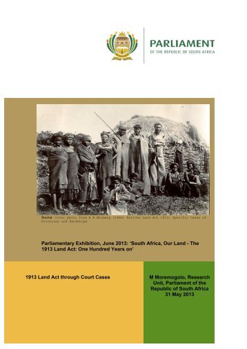 1913 Land Act through Court Cases - Parliament of South Africa