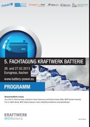 5. fachtagung kraftwerk batterie programm - FSET - RWTH Aachen