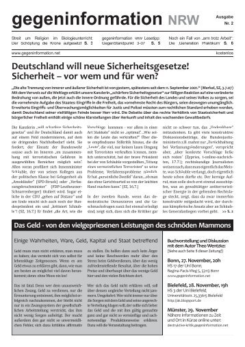 gegeninformation NRW - Gegenargumente Düsseldorf