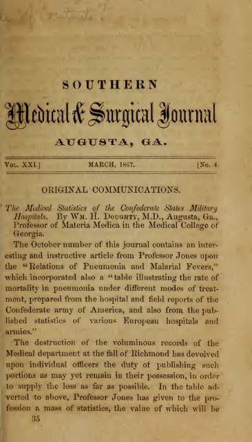 Southern Medical and Surgical Journal - Georgia Regents University