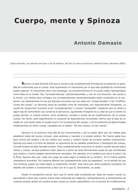 Cuerpo, mente y Spinoza
