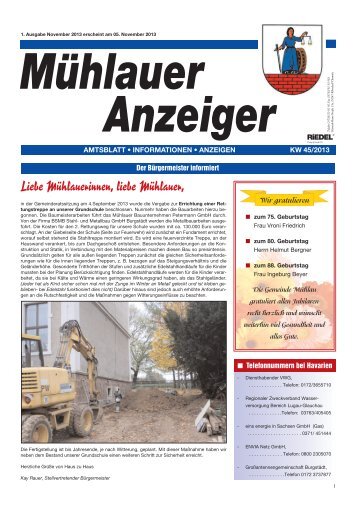 Mühlauer Anzeiger vom 05.11.13 - Mühlau in Sachsen