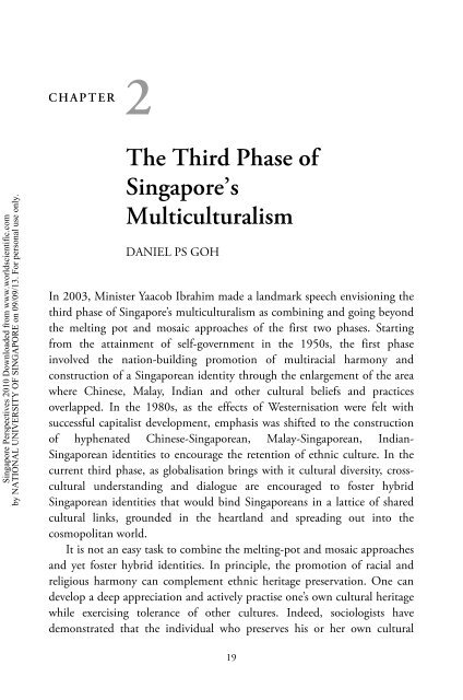 The Third Phase of Singapore's Multiculturalism - Daniel PS Goh