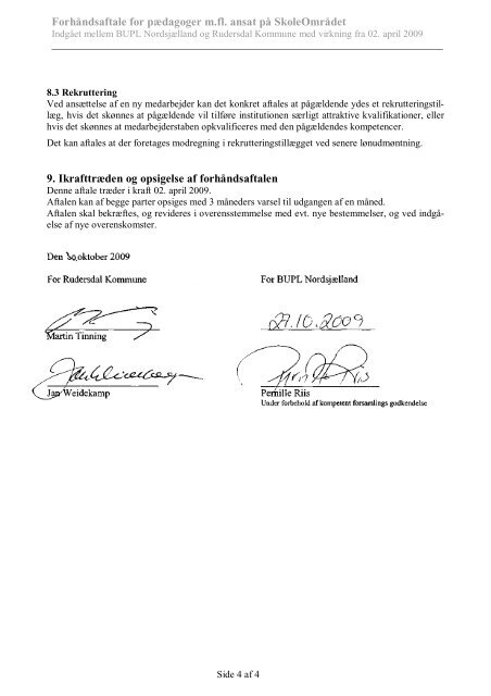 Forhåndsaftale for SFO-pædagoger i Rudersdal - Bupl