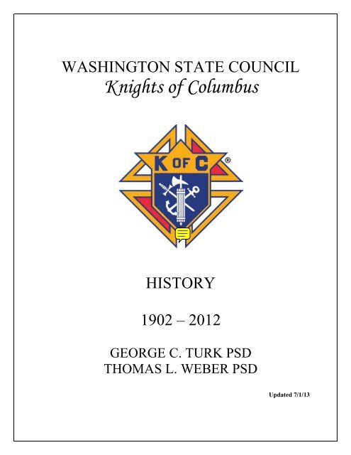 WSC History - Knights of Columbus Washington State Council