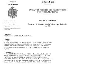 extrait du registre des deliberations du conseil municipal - Niort