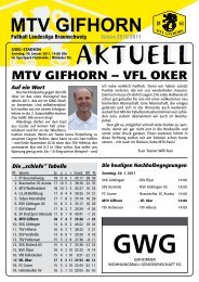 Die „schiefe“ Tabelle - MTV Gifhorn