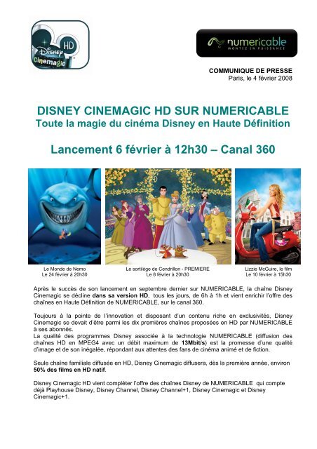 DISNEY CINEMAGIC HD SUR NUMERICABLE Lancement 6 février ...