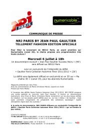 communique de presse nrj paris by jean paul gaultier ... - Numericable