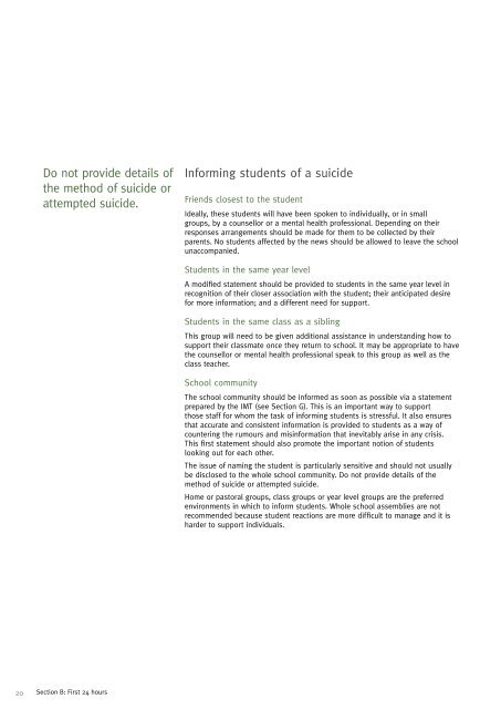 Guidelines to assist in responding to attempted suicide or suicide by ...