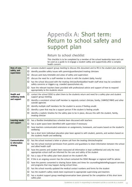 Guidelines to assist in responding to attempted suicide or suicide by ...