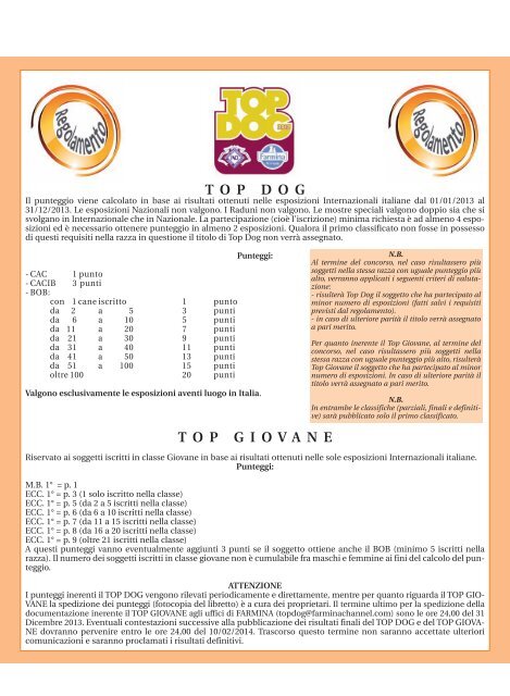 Classifiche parziali TOP DOG 2013 - Enci