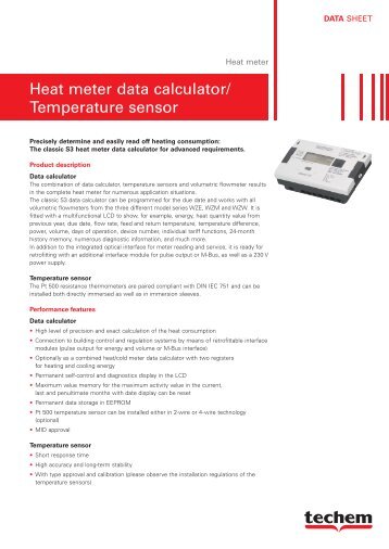 Heat meter data calculator/ Temperature sensor - Techem