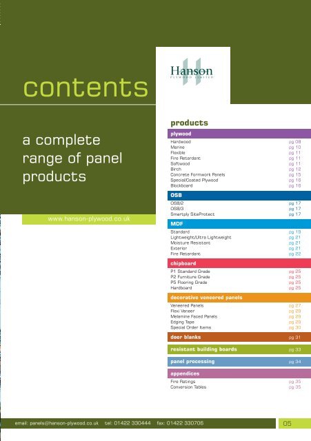 product guide - Hanson Plywood