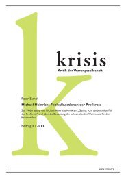 Michael Heinrichs Fehlkalkulationen der Profitrate - Krisis