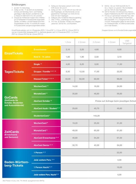 Broschüre Tarifplan - Vsb