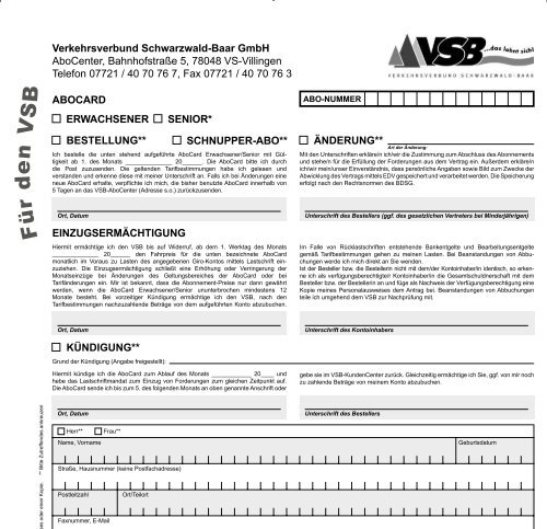 Broschüre Tarifplan - Vsb