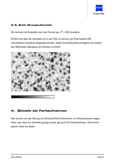 Alle ueber Bittiefe, Graustufentiefe und Farbtiefe - Carl Zeiss