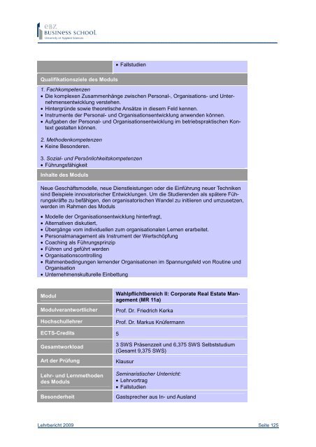 Lehrbericht 2008-09 - EBZ Business School