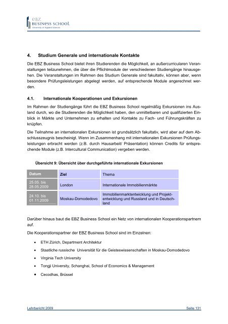 Lehrbericht 2008-09 - EBZ Business School