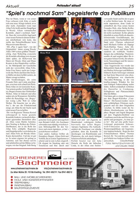 Das Monatsmagazin für Pettendorf - Gemeinde Brennberg