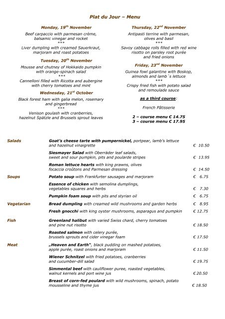 Business Lunch & Plat du Jour menus (PDF - Palmengarten ...