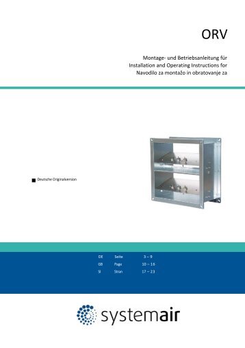 Montage- und Betriebsanleitung für Installation and ... - Systemair