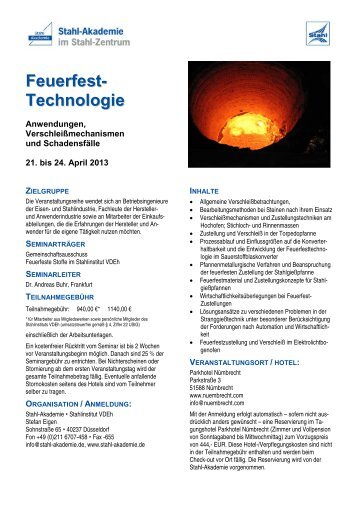 Feuerfest- Technologie - Stahl Akademie